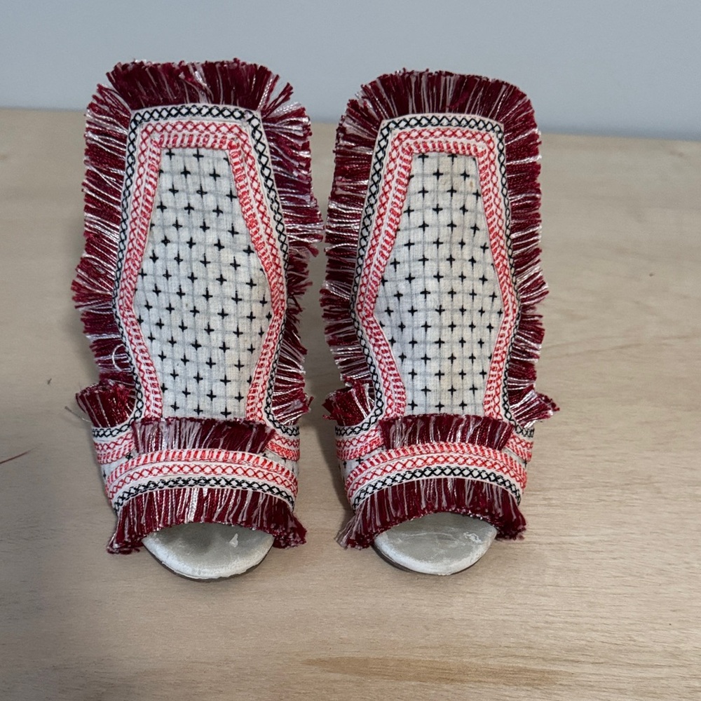 Top Shop Fringed Open-Toe Slip-On Shoes